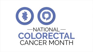 Renkli Kanser Farkındalığı Ayı. Eğitin, erken çekin ve kolorektal kansere karşı birlikte durun. Hareket videosu farkındalığı canlandırılmış kurdele.