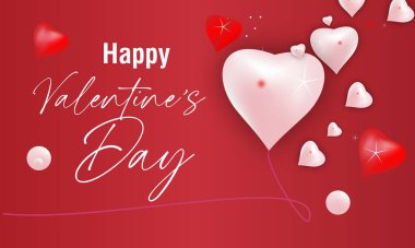 Akan senaryolar, kırmızı kalp unsurları ve yumuşak ses tonlarıyla zarif Valentine posteri tebrik kartları, davetiyeler ve sosyal medya tasarımları için ideal..