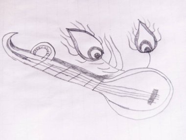 Zarif kıvrımlar ve geleneksel müzikal detayların sergilendiği Saraswati Veena 'nın yaratıcı sanatsal çizimi. Tasarım klasik Hint kültürünü, maneviyatını ve mirasını yansıtıyor ve festival temaları ve adanmışlık eserleri için ideal hale getiriyor..