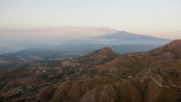 Castelmola - Tiden går ut all 'alba dell' Etna — Stockvideo