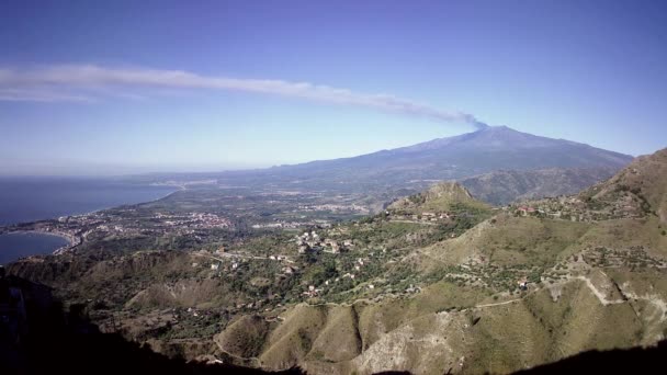 Castelmola - Time lapse dell 'Etna di mattina — стоковое видео