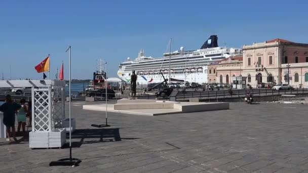 Syracuse Sicilya Talya Ağustos 2020 Ortigia Adasını Anakaraya Bağlayan Iki — Stok video