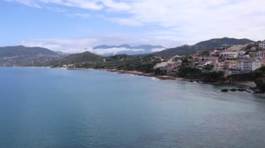 Palinuro, Campania, İtalya - 8 Haziran 2020: Ülke kıyılarından Panorama