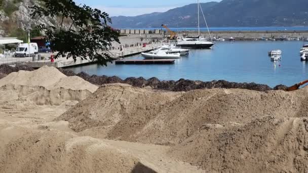 Palinuro Campania Italia Junio 2020 Excavadora Playa Del Puerto Para — Vídeos de Stock