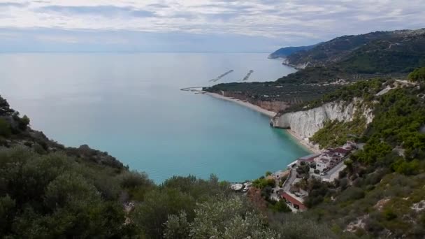 Mattinata Puglia Talya Ekim 2019 Sahil Yolundan Mattinatella Kıyısına Bakış — Stok video