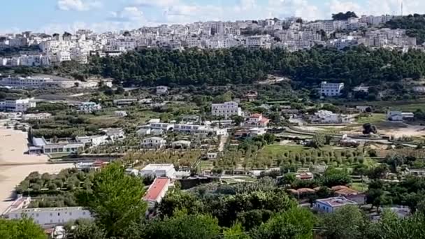 Peschici Puglia Italy October 2019 Overview Village Coastal Road — 图库视频影像