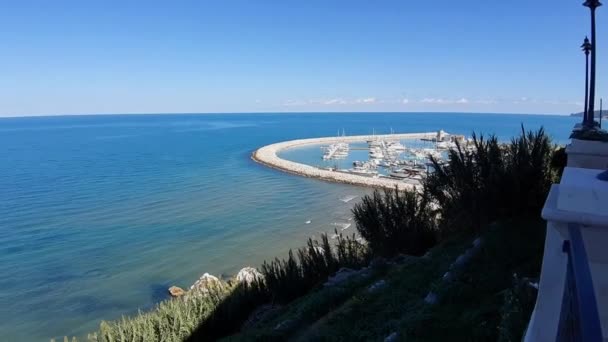 Rodi Garganico Puglia Italy October 2019 Overview Baia Camomilla Harbour — 图库视频影像