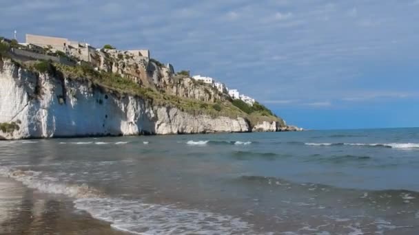 Vieste Puglia Itália Outubro 2019 Visão Geral Vila Praia Scialara — Vídeo de Stock
