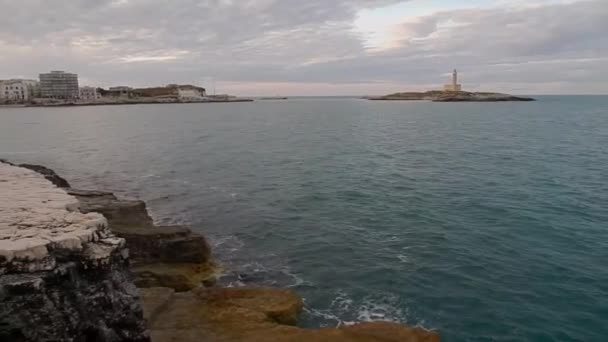 Vieste Puglia Italia Octubre 2019 Panorámica Punta San Francesco — Vídeos de Stock