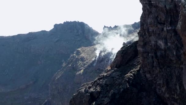Herculaneum Campania Itália Fevereiro 2020 Fumarolas Cratera Caminho Gran Cono — Vídeo de Stock