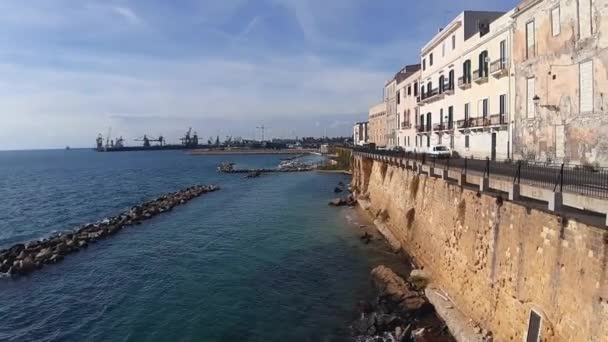 Taranto Puglia Italy November 2019 Overview Corso Vittorio Emanuele Mar — 비디오