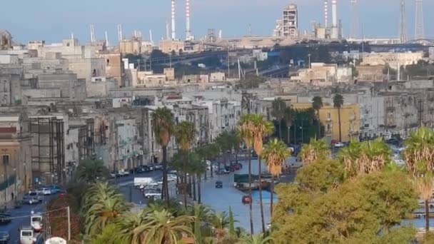 Taranto Puglia Włochy Listopada 2019 Przegląd Nabrzeża Garibaldi Biegnącego Wzdłuż — Wideo stockowe