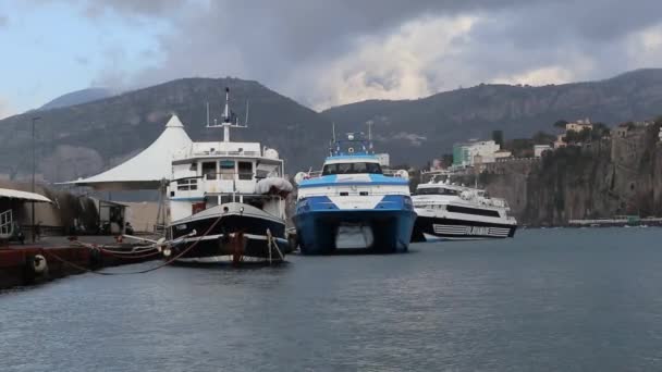 Sorrento Campania Italia Febbraio 2020 Aliscafo Partenza Dal Porto Marina — Video Stock