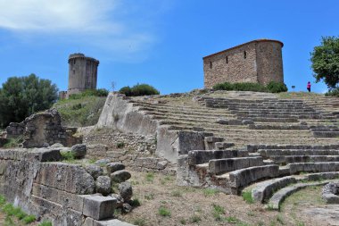 Velia, Campania, İtalya - 7 Haziran 2020: Paestum ve Velia Arkeoloji Parkı
