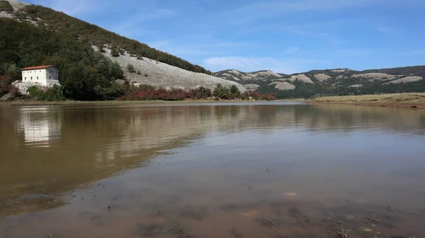 Bagnoli Irpino Campania Olaszország 2020 Október Panoráma Laceno Tóból — Stock Fotó