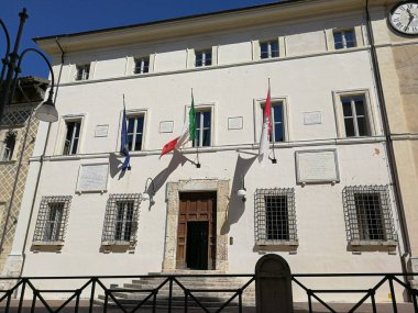 Spoleto, Umbria, İtalya - 11 Eylül 2019: Belediye Binası, belediyenin merkezi