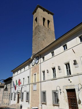 Spoleto, Umbria, İtalya - 11 Eylül 2019: Belediye Binası, belediyenin merkezi