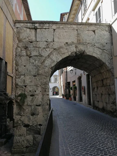 Espoleto Úmbria Itália Setembro 2019 Arco Druso Germânico Antiga Porta — Fotografia de Stock
