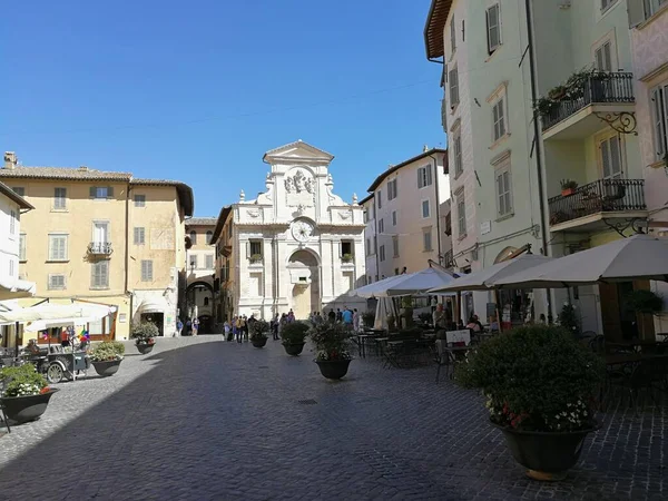 Spoleto Umbria Italy 2019 Square Historic Center — 스톡 사진