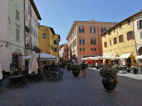 Spoleto Umbria Itália Setembro 2019 Praça Centro Histórico — Fotografia de Stock
