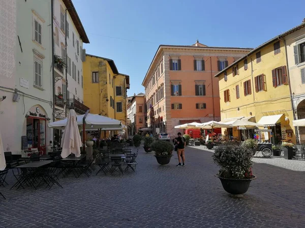 Spoleto Umbrie Itálie Září 2019 Náměstí Historickém Centru — Stock fotografie