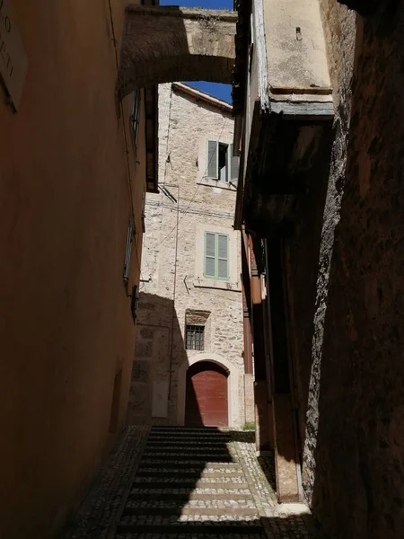 Spoleto Umbrië Italië September 2019 Steegje Het Historische Centrum — Stockfoto