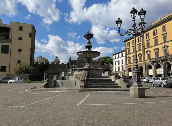 Viterbo Lazio Talya Eylül 2019 Tarihi Merkezde Çeşme — Stok fotoğraf