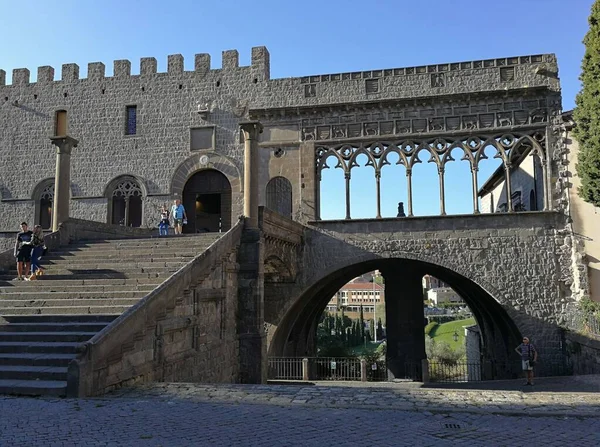 Viterbo Lazio Ιταλία Σεπτεμβρίου 2019 Παλάτι Των Παπών Στην Πλατεία — Φωτογραφία Αρχείου