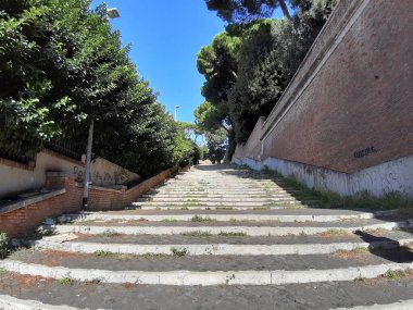 Roma, Lazio, İtalya - 23 Ekim 2019: Vatikan sınırında Viale Vaticano Ramp