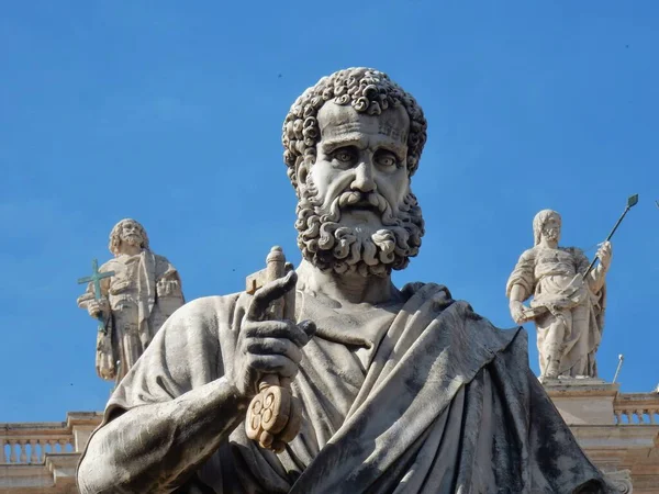 Vaticano Lacio Italia Octubre 2019 Detalle Estatua San Pedro — Foto de Stock