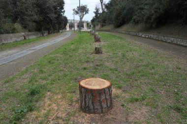 Napoli, Campania, İtalya - 24 Şubat 2020: Parco Virgiliano, veya Parco delle Rimembranze, Posillipo tepesinde