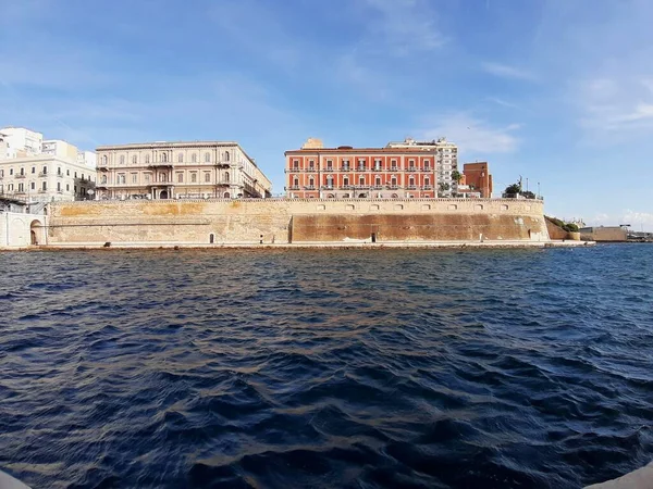 Taranto Puglia Itálie Listopadu 2019 Panoramatická Fotografie Splavného Umělého Kanálu — Stock fotografie