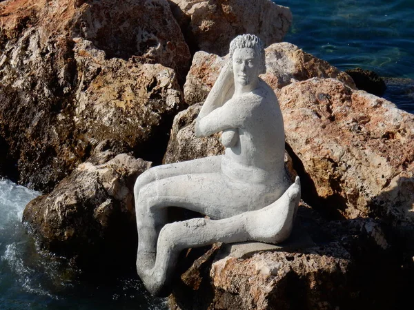 Taranto Puglia Italy November 2019 Marine Cement Statue Mermaid Skuma — Stock Photo, Image