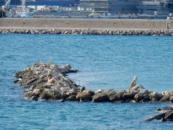 Taranto Puglia Itálie Listopadu 2019 Mořská Betonová Socha Mořské Panny — Stock fotografie