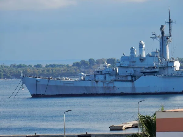 Taranto Puglia Italia Noviembre 2019 Crucero Vittorio Veneto Armada Amarrado — Foto de Stock