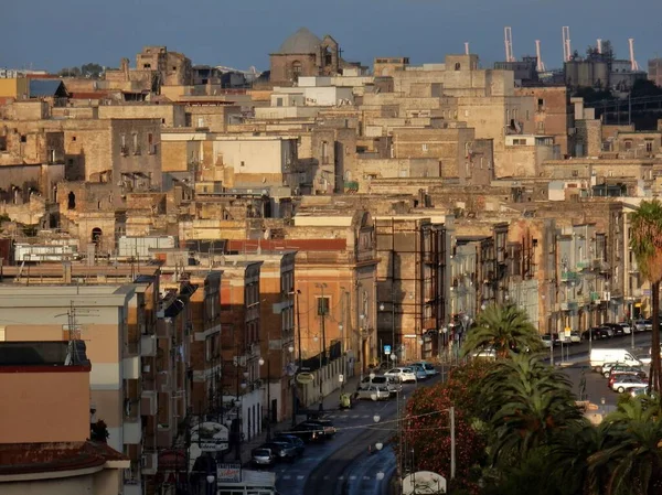 Tarente Pouilles Italie Novembre 2019 Lungomare Garibaldi Borgo Vecchio Surplombant — Photo