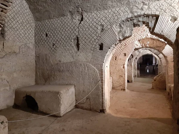 Nápoles Campania Italia Enero 2020 Excavaciones Arqueológicas Neapolis Enterradas Bajo —  Fotos de Stock