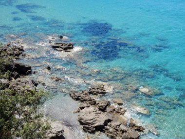 Palinuro, Campania, İtalya 8 Haziran 2020: Uçuruma bakan otelin panoramik terası