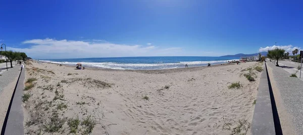 Ascea Marina Kampanien Italien Juni 2020 Panoramafoto Des Strandes Vom — Stockfoto