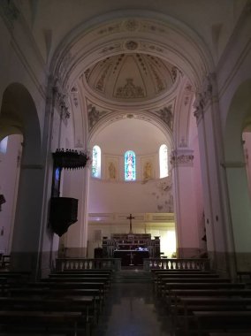 Rivisondoli, L 'Aquila, Abruzzo, İtalya - 15 Mart 2019: San Nicola di Bari Kilisesi