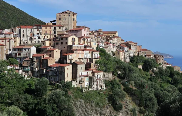 Pisciotta Campania Italia Junio 2020 Panorama Del Pueblo Desde Carretera — Foto de Stock