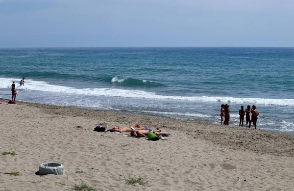 Ascea Marina Campania Italia Junio 2020 Panorama Playa Desde Lungomare —  Fotos de Stock