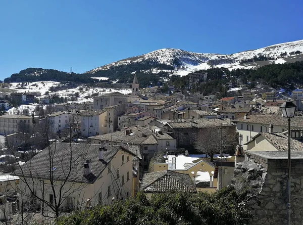 Pescostanzo Aquila Abruzzo Italien Mars 2019 Panorama Över Byn Från — Stockfoto