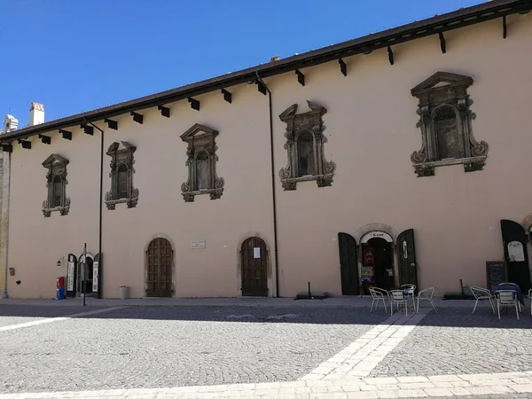 Pescocostanzo Aquila Abruzzo Itália Março 2019 Palazzo Fanzago Piazza Del — Fotografia de Stock