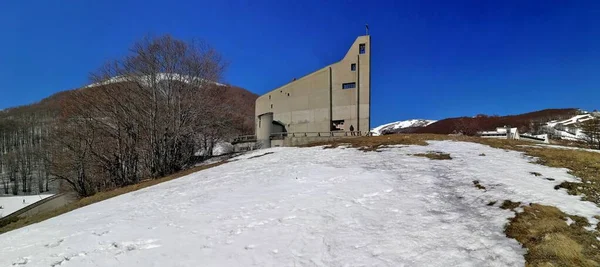 Roccaraso Aquila Abruzzo Itália Março 2019 Fotografia Panorâmica Igreja Madonna — Fotografia de Stock