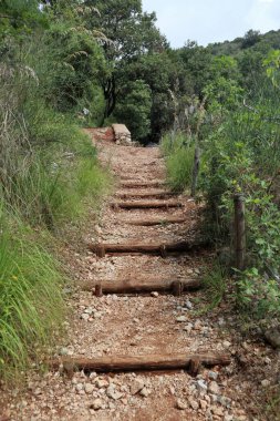 Marina di Camerota, Campania, İtalya - 9 Haziran 2020 Pozzallo plajına giden yol
