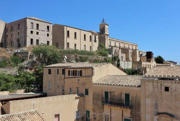Noto Sicily Italy August 2020 Clock Tower Bell Tower Church — Stock Photo, Image