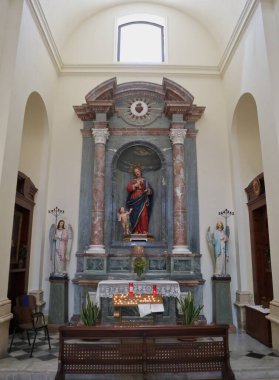 Noto, Sicilya, İtalya - 26 Ağustos 2020: San Nicol Katedralinin İçi