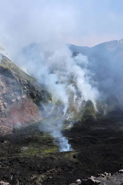 Nicolosi Sicilia Italia Agosto 2020 Attività Cratere Bocca Nuova — Foto Stock