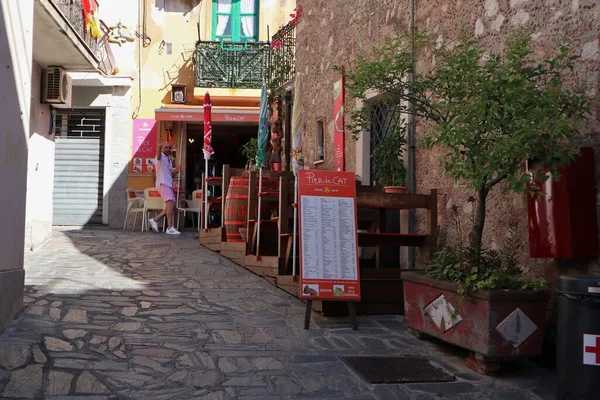 Castelmola Sicily Italy August 2020 Typical Restaurant Alleys Old Town — Stock Photo, Image